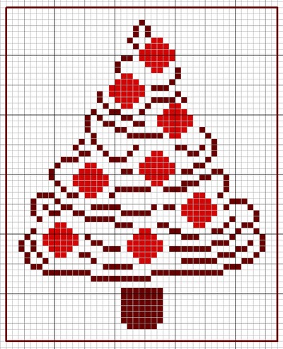 Point de croix sapin de noel