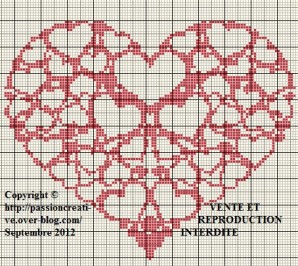 Petit coeur point de croix
