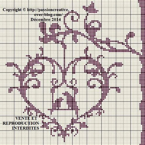 Motif coeur point de croix