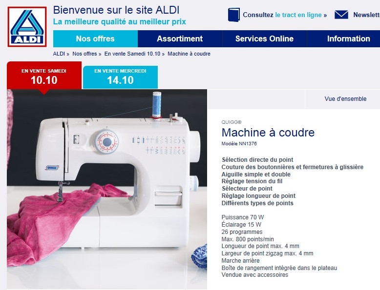 Vente privée machine à coudre