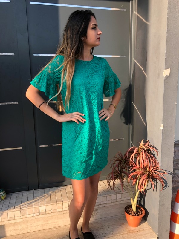 Robe verte dentelle