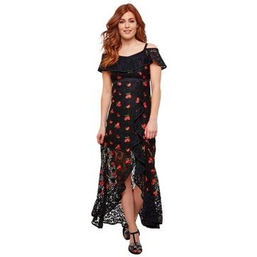 Robe noire manches longues dentelle