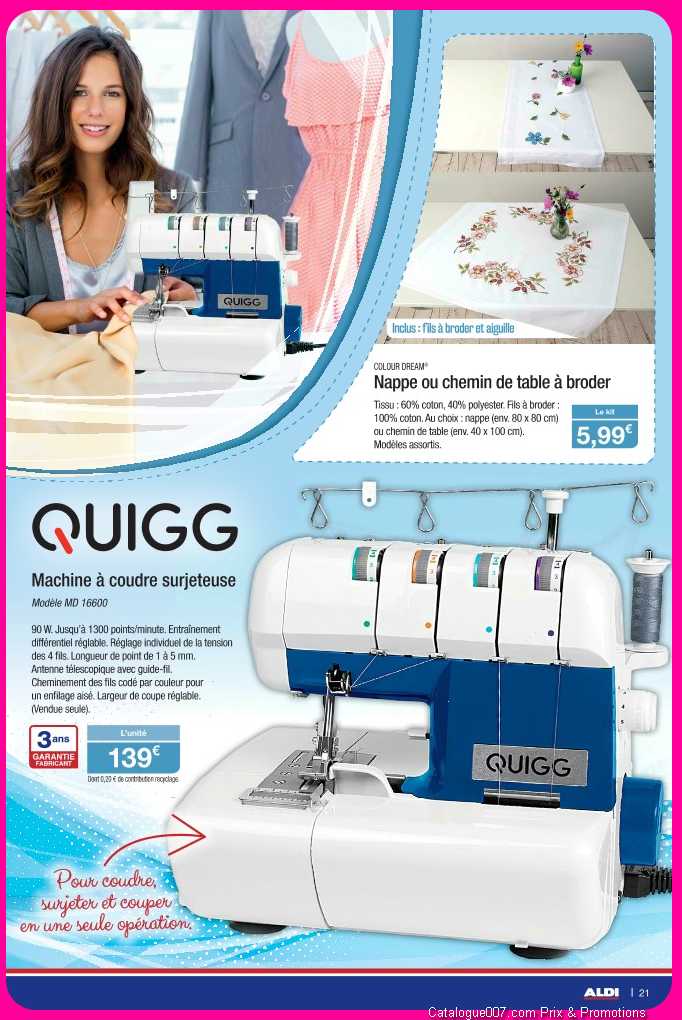 Aldi machine a coudre quigg