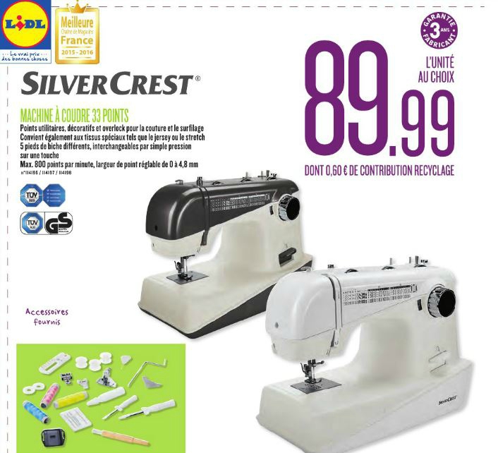 Machine a coudre silvercrest acheter