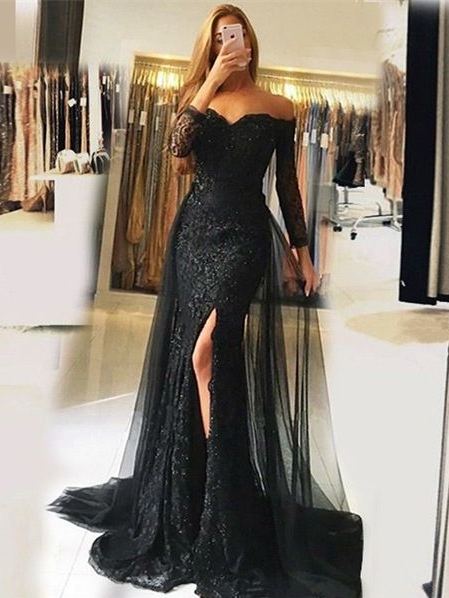 Robe de soirée longue en dentelle