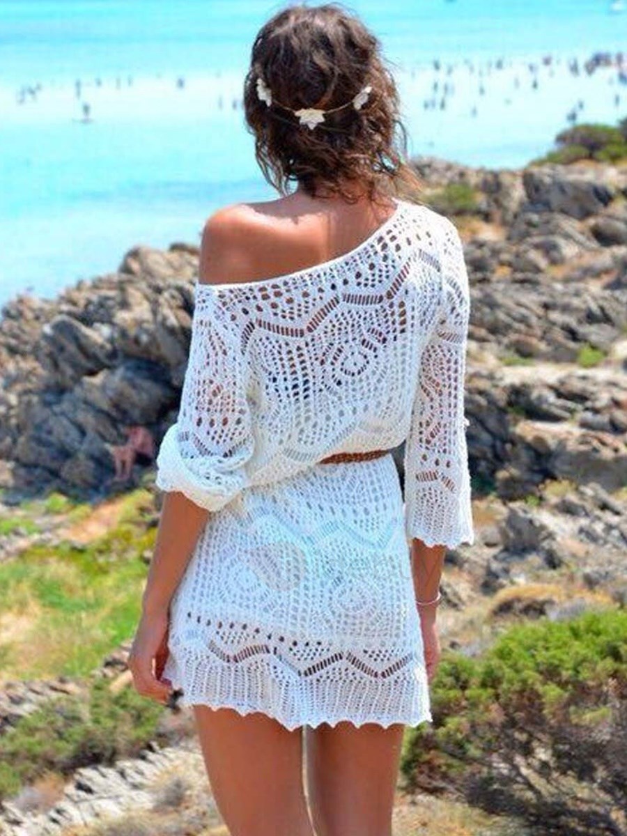 Robe dentelle blanche plage