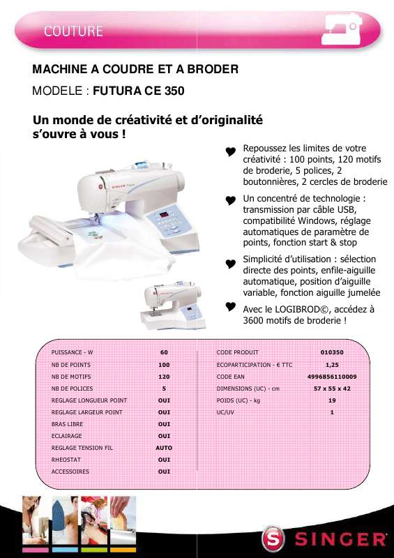 Notice machine a coudre singer futura 4000