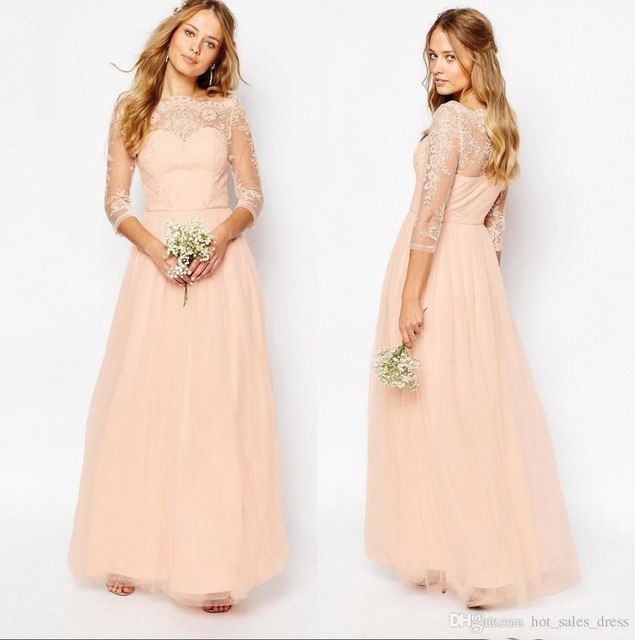 Robe dentelle peche