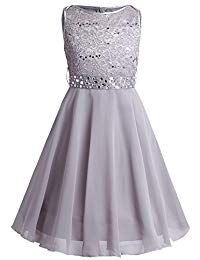 Robe fille grise et blanche