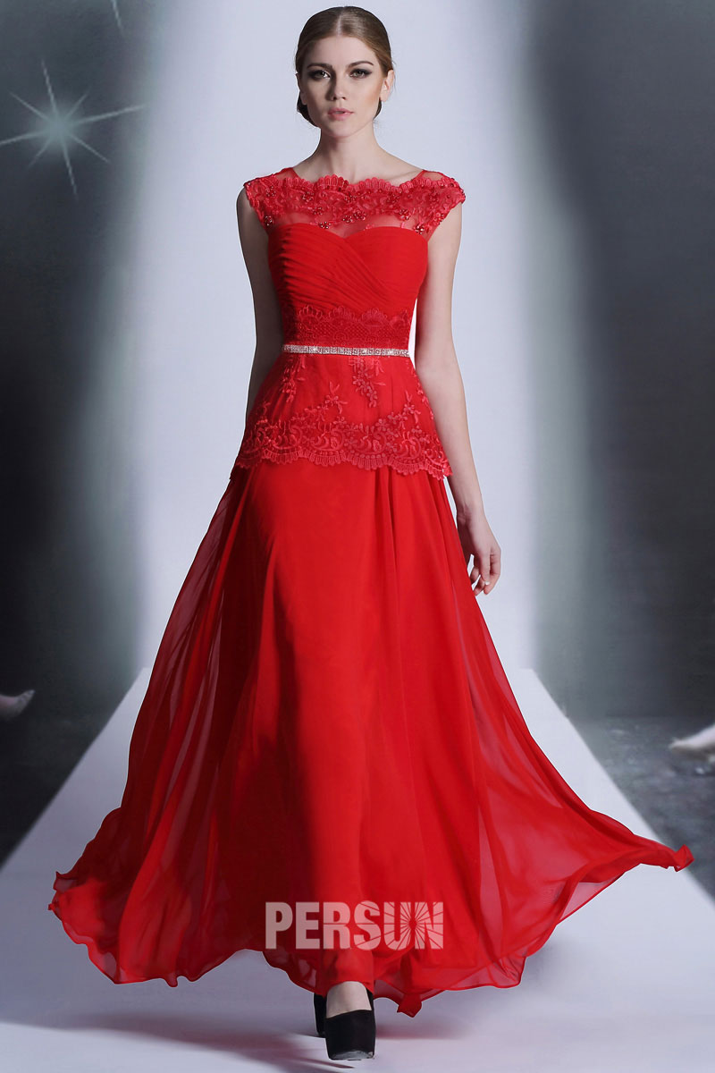Robe de soirée dentelle rouge