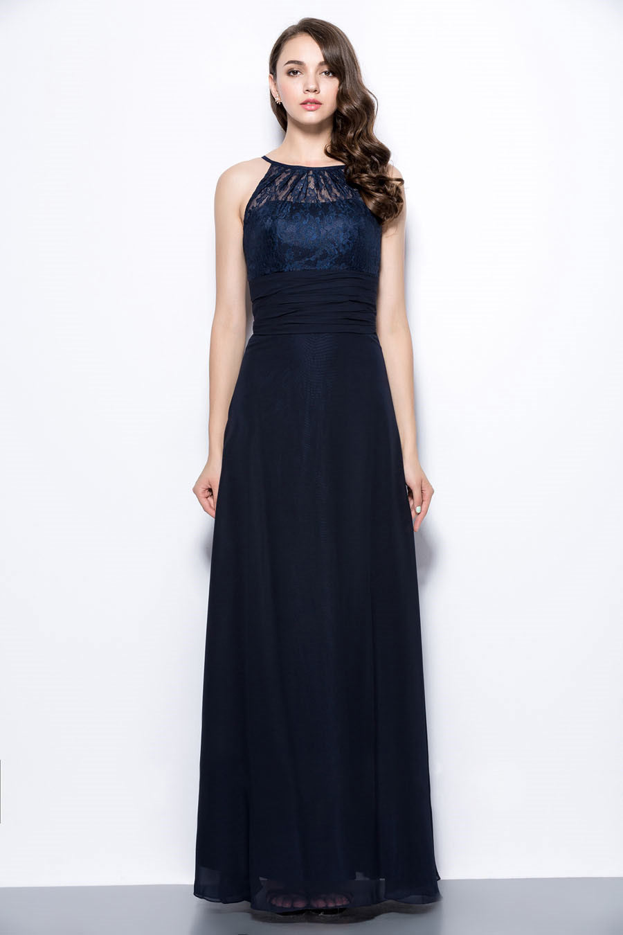 Robe de soirée longue bleu marine