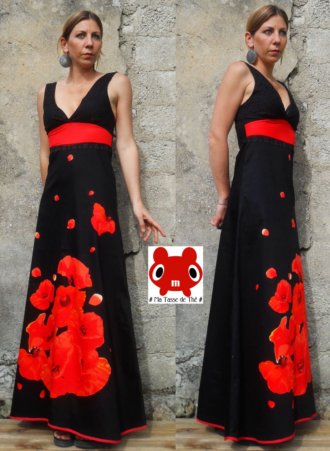 Robe dentelle rouge morgan