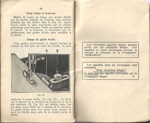 Notice machine à coudre ancienne singer