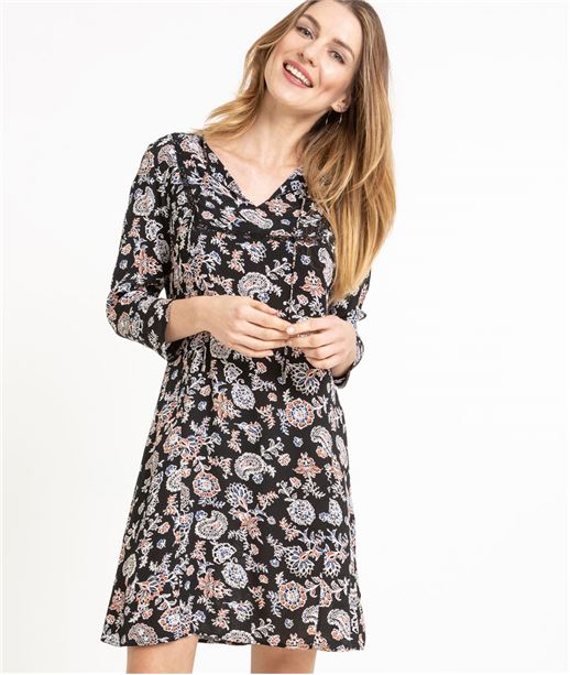 Robe dentelle noire et rose