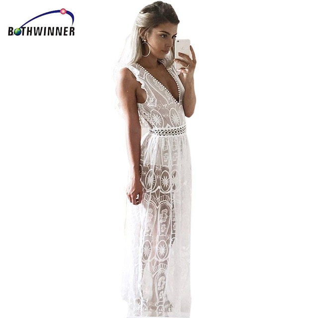 Robe blanche dentelle longue