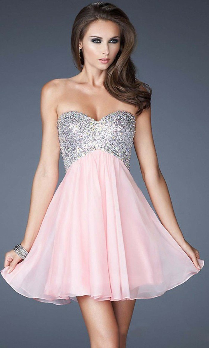 Robe ceremonie rose femme