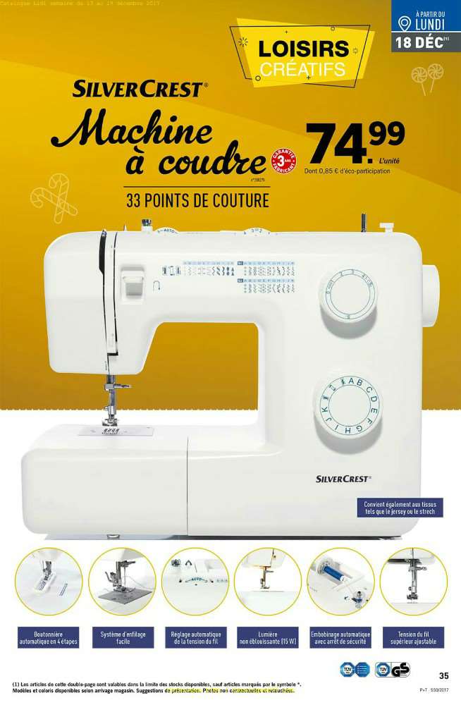 Machine a coudre silvercrest 18 décembre 2017