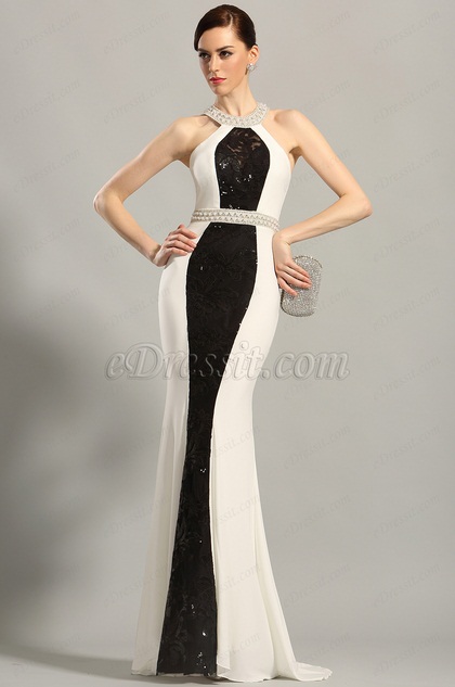 Robe soirée noire et blanche