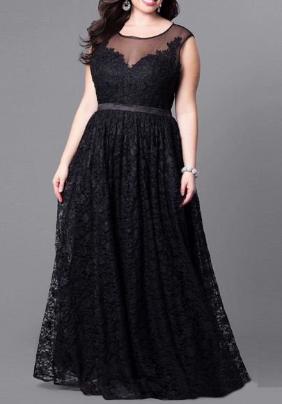 Robe longue de soirée en dentelle