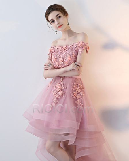 Robe de soirée rose poudrée