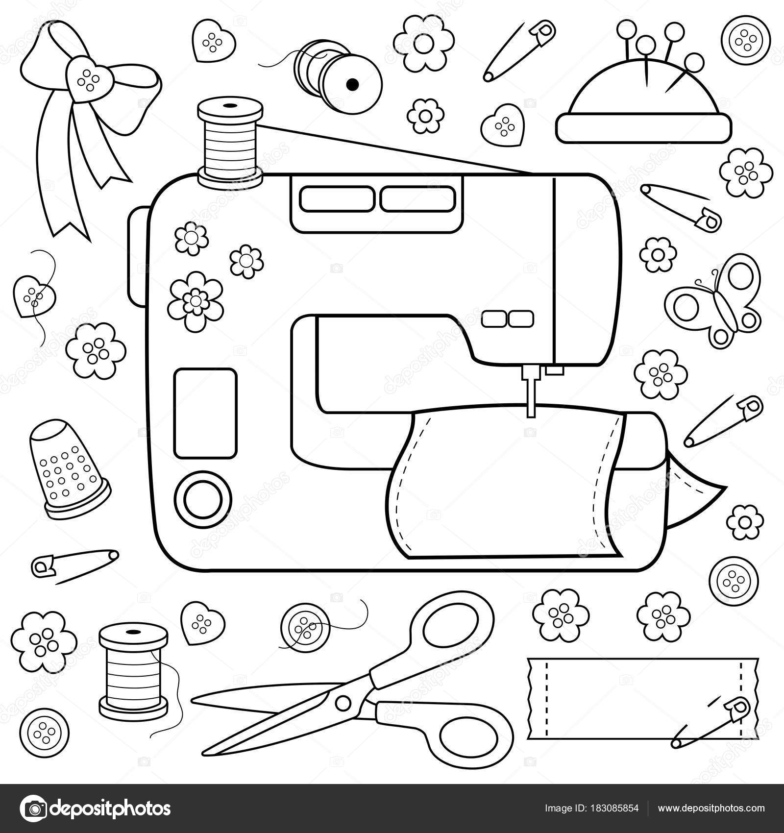 Dessin machine à coudre à colorier