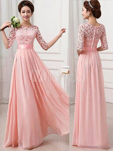 Robe longue dentelle