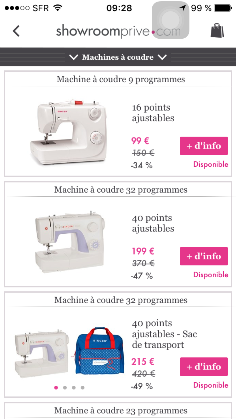 Vente privee machine a coudre singer