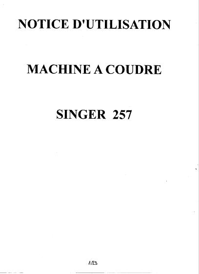 Notice utilisation machine a coudre singer