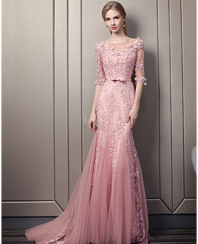 Robe de soirée rose poudrée pas cher
