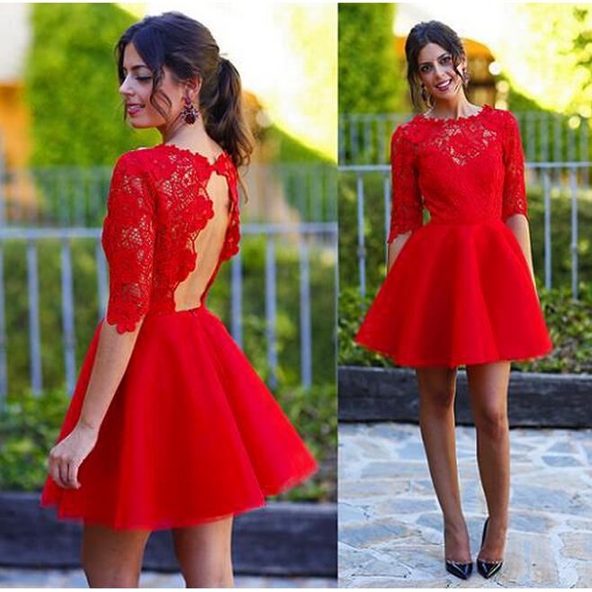 Robe rouge dentelle pas cher