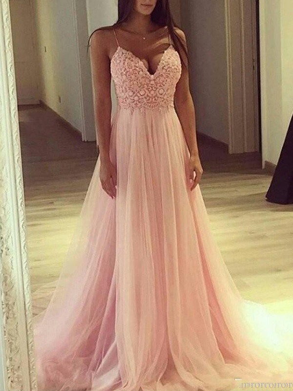 Robe dentelle longue rose