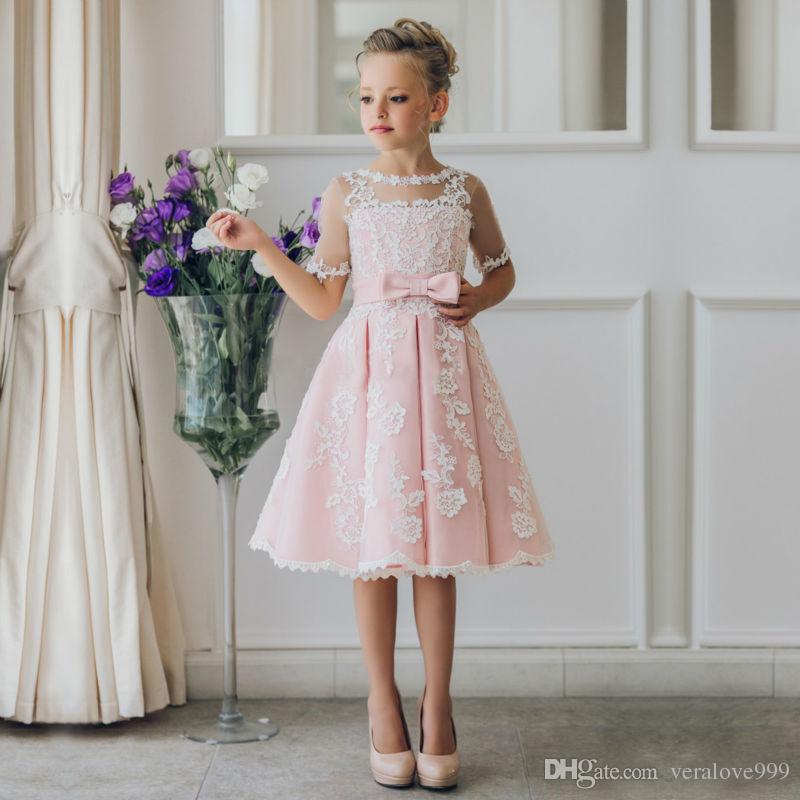 Robe dentelle rose fille