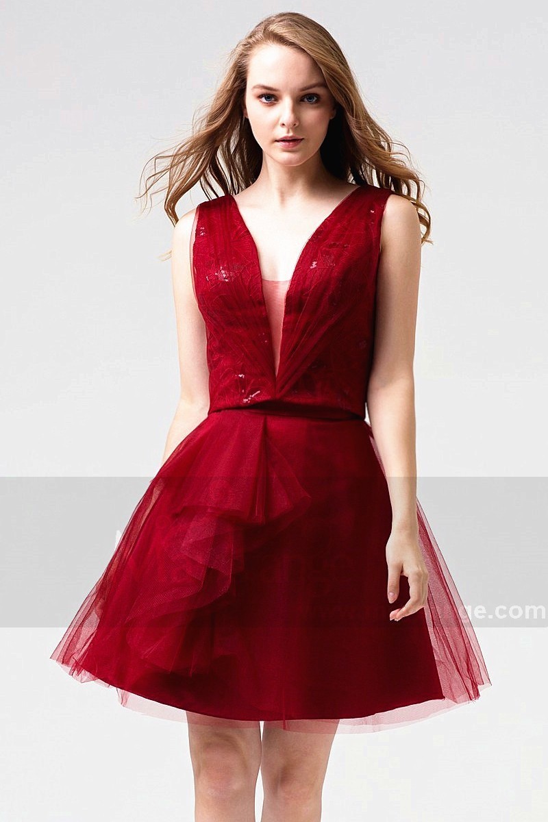 Robe de soirée courte rouge