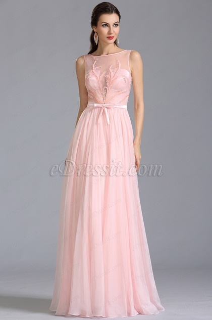 Robe soiree longue rose