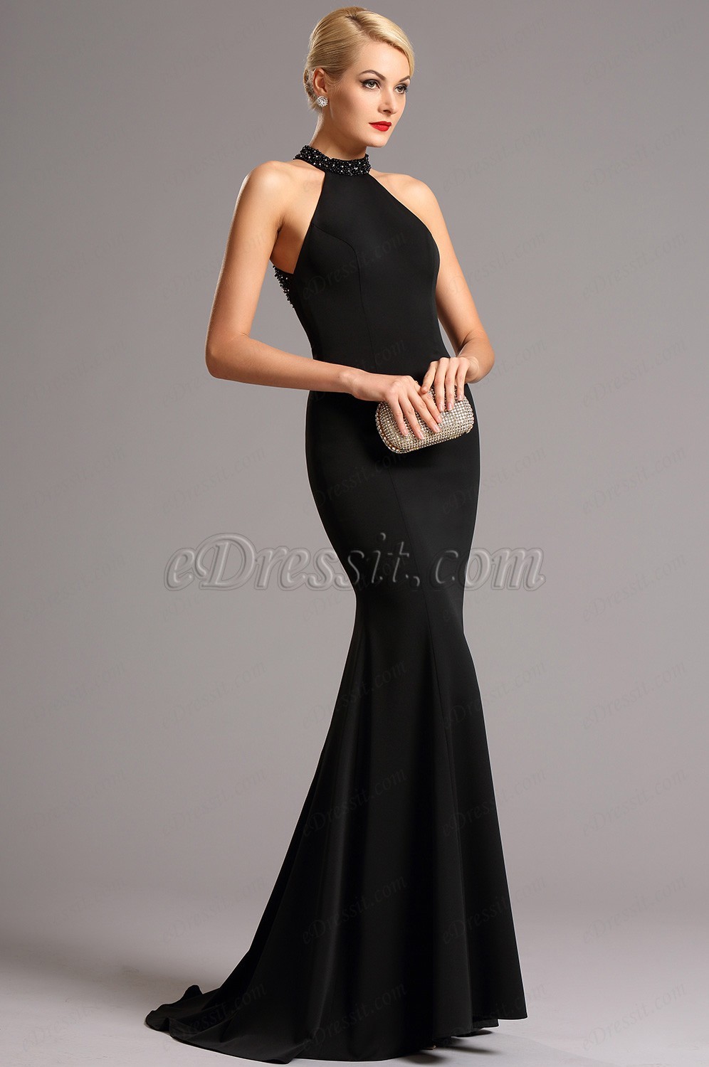 Robe de soiree noire longue