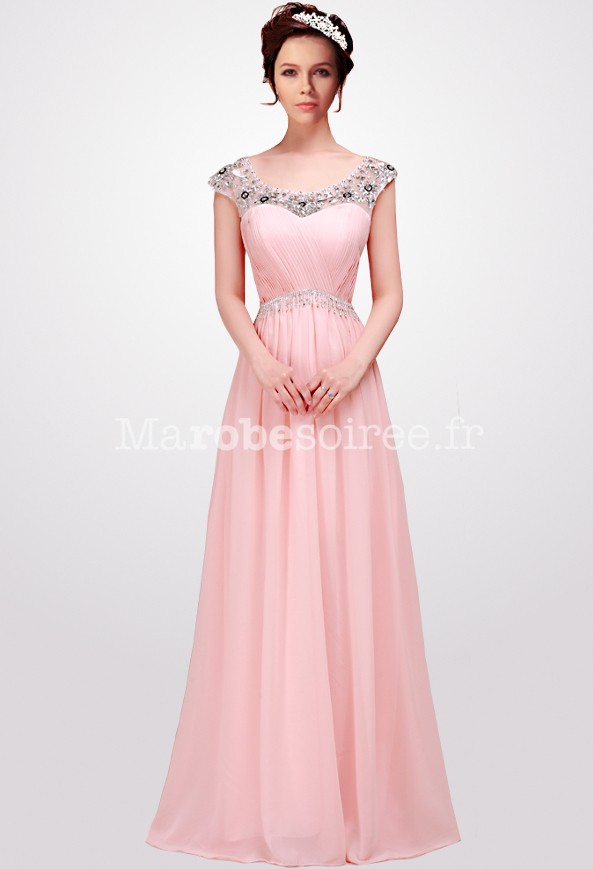 Robe cocktail longue rose