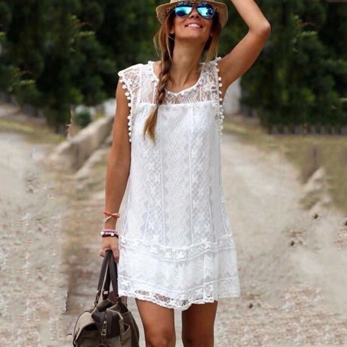 Robe blanche courte dentelle