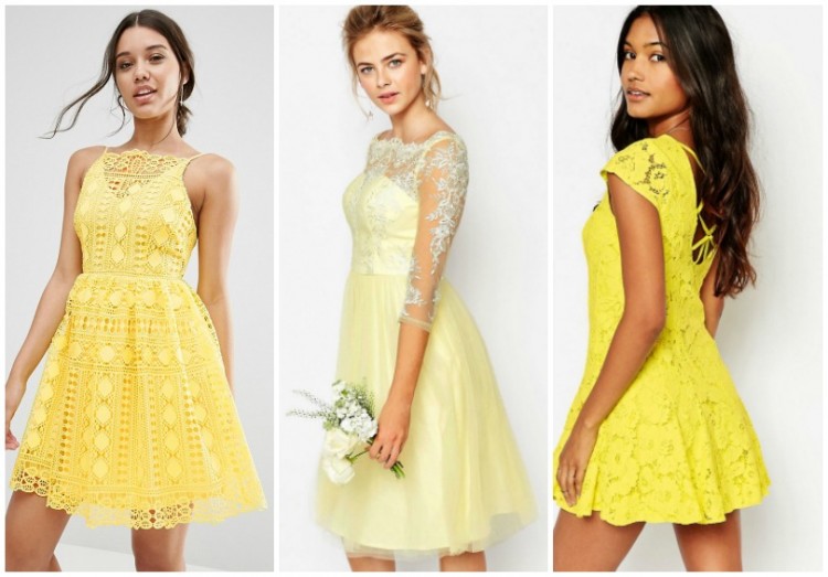 Robe dentelle jaune