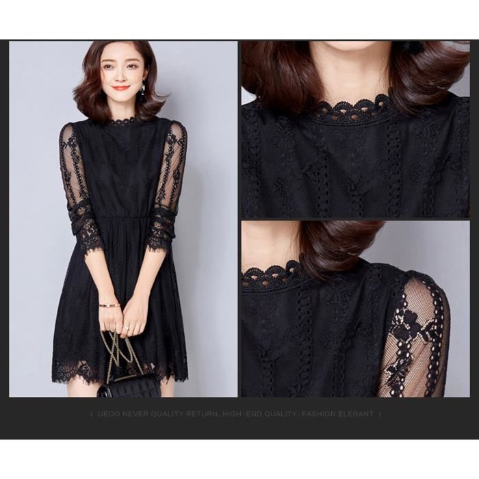 Robe dentelle manches longues