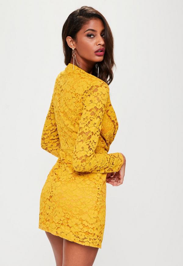 Robe dentelle jaune zara