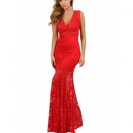 Robe a dentelle rouge