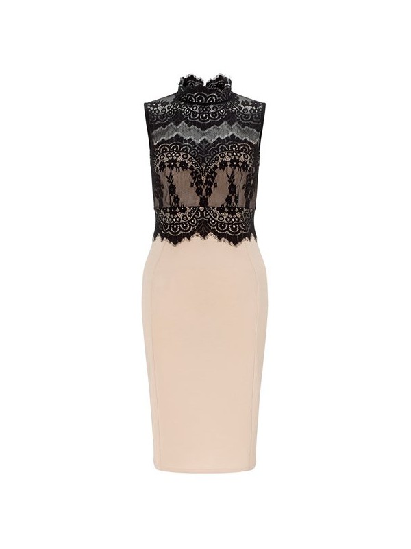 Robe dentelle noire et beige