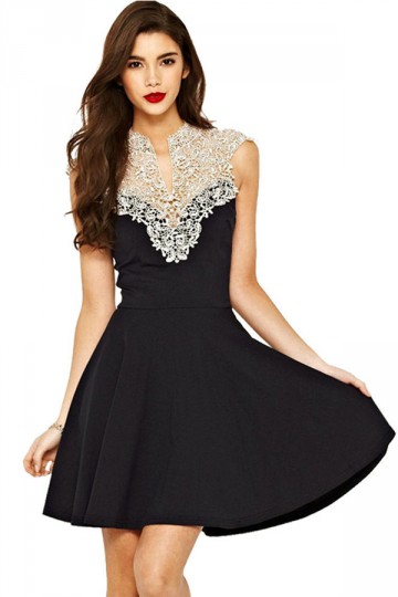 Robe dentelle noire et blanche