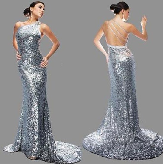 Robe soirée argentée