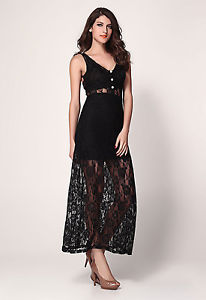 Robe dentelle transparente longue