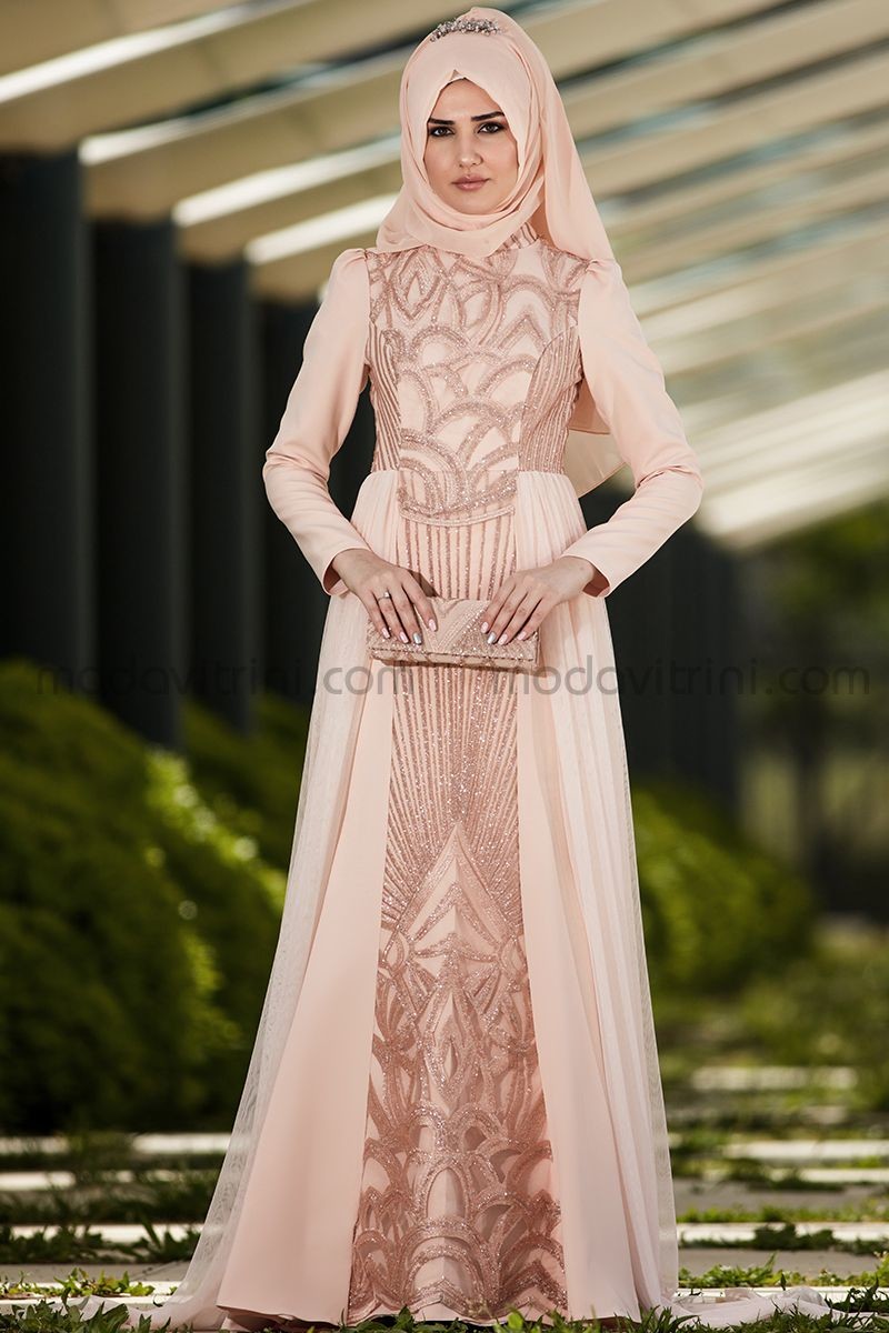 Robe de soirée saumon