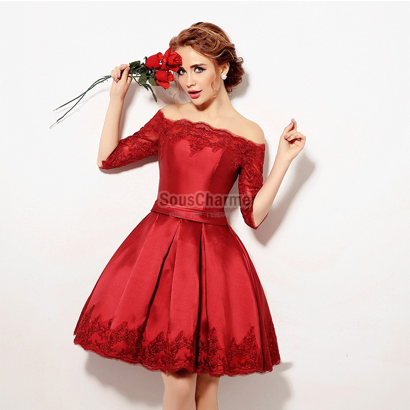 Robe cocktail rouge courte